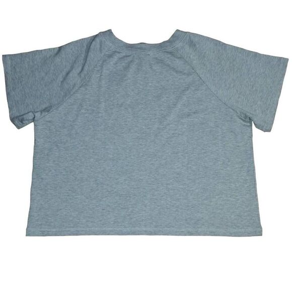 Calme Raglan Cropped Gray Short Sleeve Tencel Sweatshirt L - Picture 2 of 5
